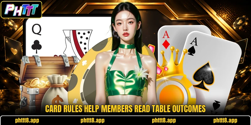 Card rules help members read table outcomes Card rules help members read table outcomes