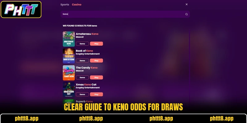 Clear guide to Keno odds for draws