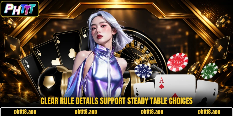 Clear rule details support steady table choices Clear rule details support steady table choices
