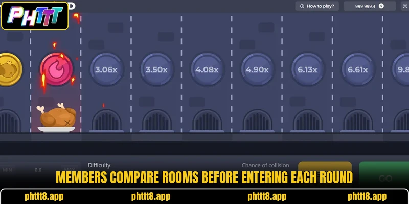 Members compare rooms before entering each round Members compare rooms before entering each round