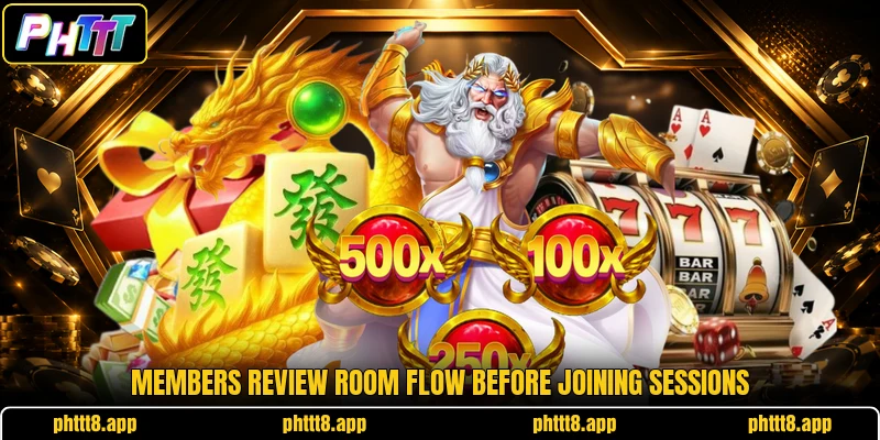 Members review room flow before joining sessions