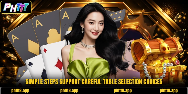 Simple steps support careful table selection choices Simple steps support careful table selection choices